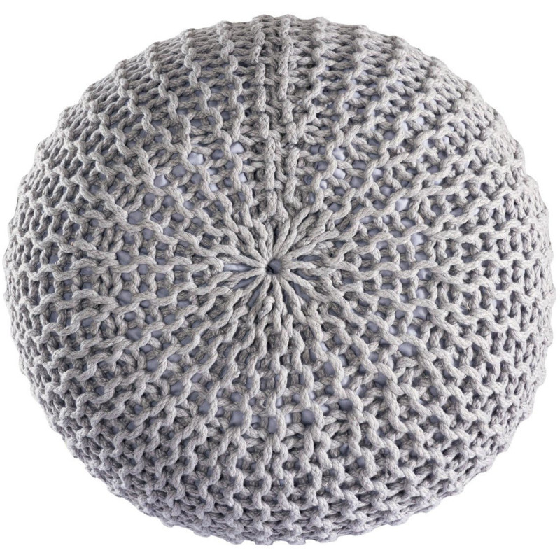 Pouf extérieur imperméable Tricot Rond 55 cm en Plastique recyclé Gris Lulu - 4