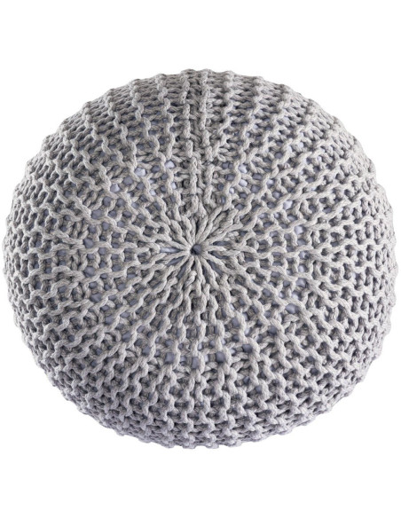 Pouf extérieur imperméable Tricot Rond 55 cm en Plastique recyclé Gris Lulu - 4
