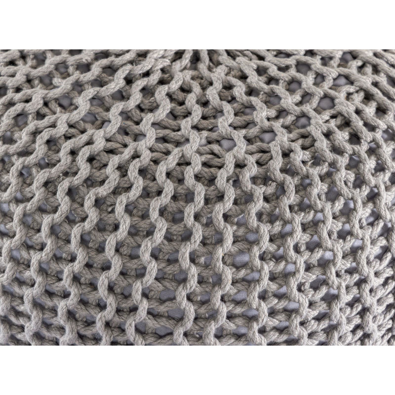 Pouf extérieur imperméable Tricot Rond 55 cm en Plastique recyclé Gris Lulu - 5