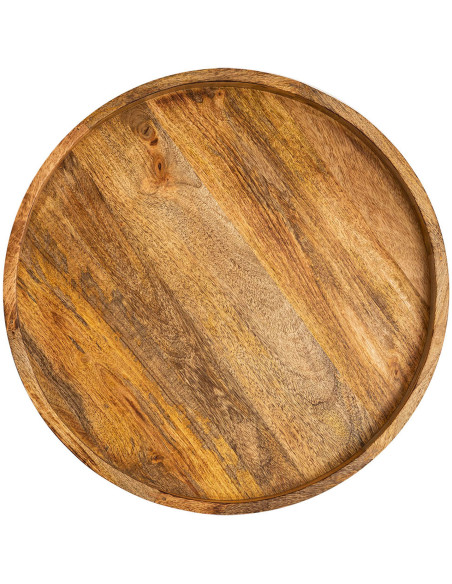 Table d'appoint Ronde 50 cm en Bois de manguier massif Naturel Métal Noir Vancouver - 3