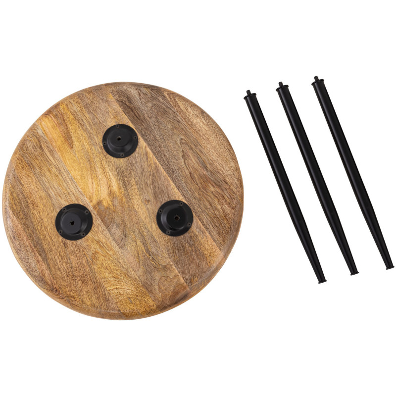Table d'appoint Ronde 50 cm en Bois de manguier massif Naturel Métal Noir Vancouver - 5
