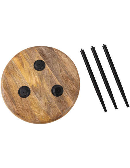 Table d'appoint Ronde 50 cm en Bois de manguier massif Naturel Métal Noir Vancouver - 5