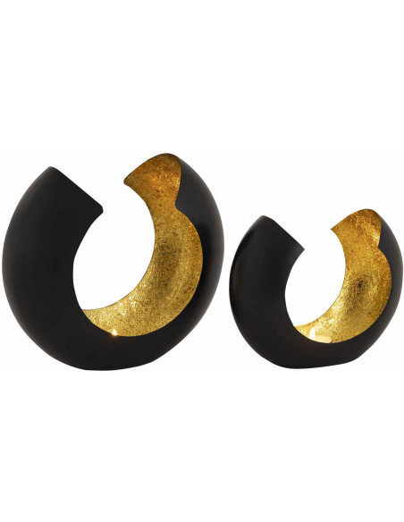 Photophore design Arrondi en Métal Noir Doré Omega (Lot de 2) - 2