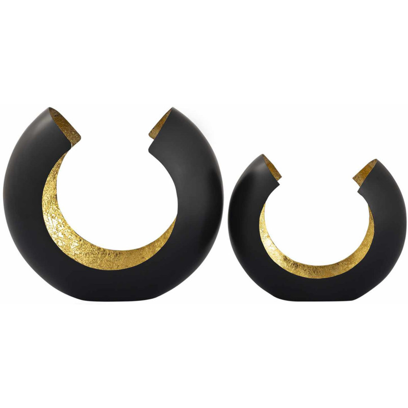 Photophore design Arrondi en Métal Noir Doré Omega (Lot de 2) - 3