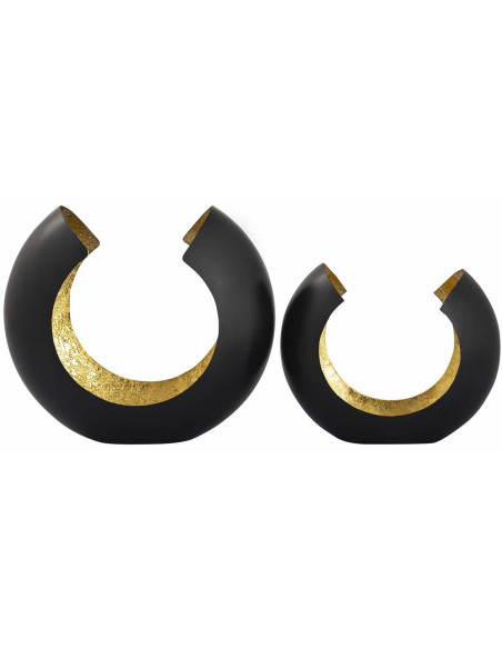 Photophore design Arrondi en Métal Noir Doré Omega (Lot de 2) - 3