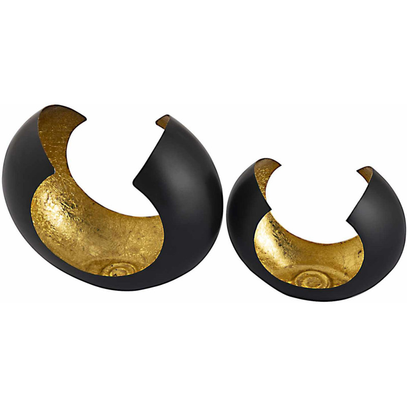 Photophore design Arrondi en Métal Noir Doré Omega (Lot de 2) - 4