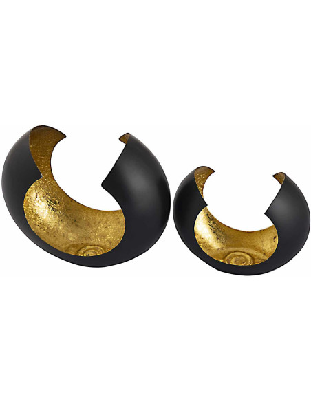 Photophore design Arrondi en Métal Noir Doré Omega (Lot de 2) - 4