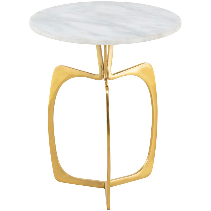 Table d'appoint design Ronde en Marbre Blanc Aluminum Doré Sohoo - 1