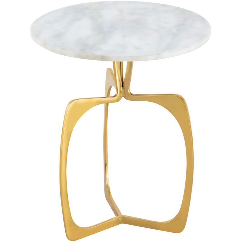 Table d'appoint design Ronde en Marbre Blanc Aluminum Doré Sohoo - 2