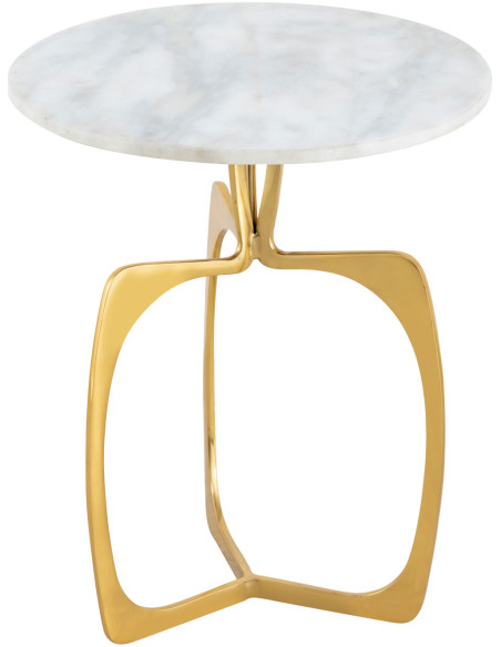 Table d'appoint design Ronde en Marbre Blanc Aluminum Doré Sohoo - 2
