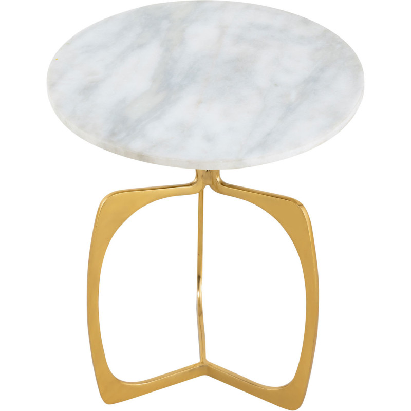 Table d'appoint design Ronde en Marbre Blanc Aluminum Doré Sohoo - 3