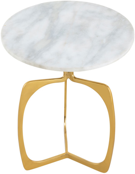 Table d'appoint design Ronde en Marbre Blanc Aluminum Doré Sohoo - 3