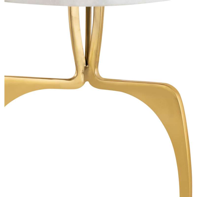 Table d'appoint design Ronde en Marbre Blanc Aluminum Doré Sohoo - 4