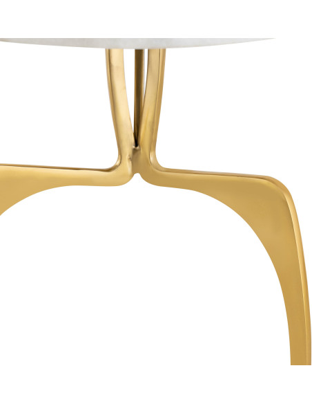 Table d'appoint design Ronde en Marbre Blanc Aluminum Doré Sohoo - 4