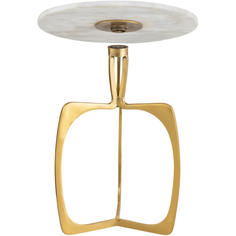 Table d'appoint design Ronde en Marbre Blanc Aluminum Doré Sohoo - 6