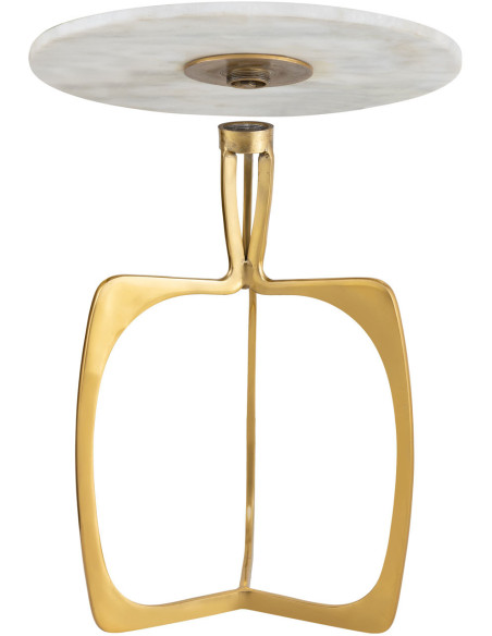 Table d'appoint design Ronde en Marbre Blanc Aluminum Doré Sohoo - 6