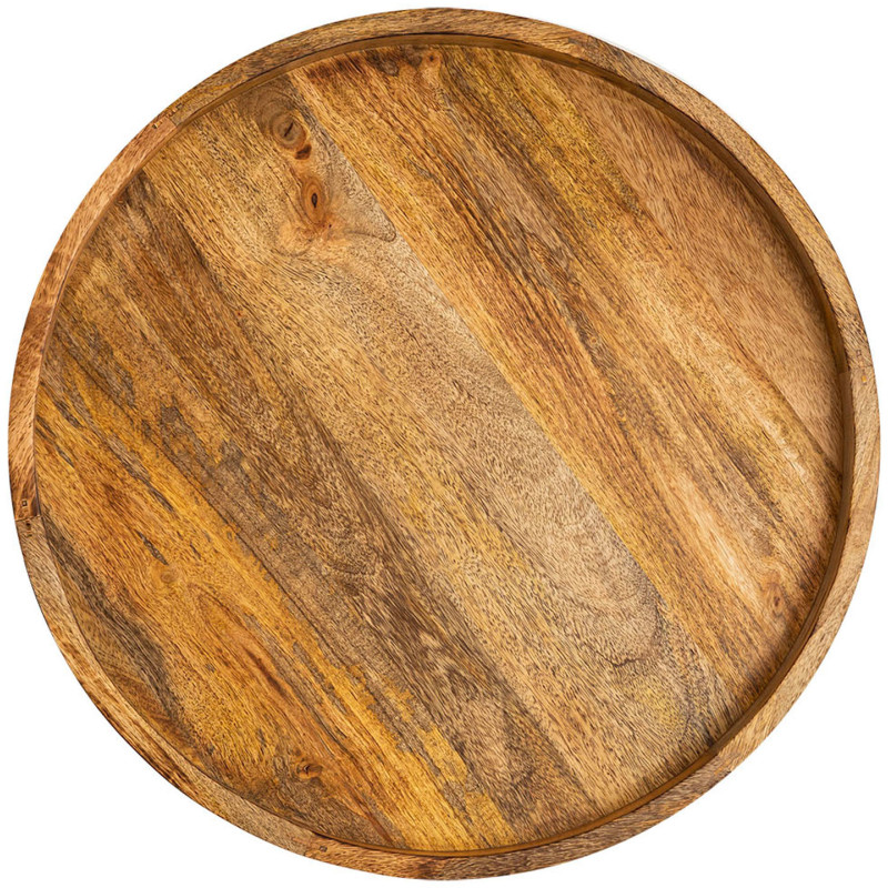 Table d'appoint Ronde 40 cm en Bois de manguier massif Naturel Métal Noir Vancouver - 3