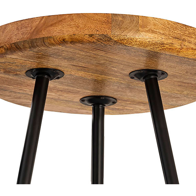 Table d'appoint Ronde 40 cm en Bois de manguier massif Naturel Métal Noir Vancouver - 4