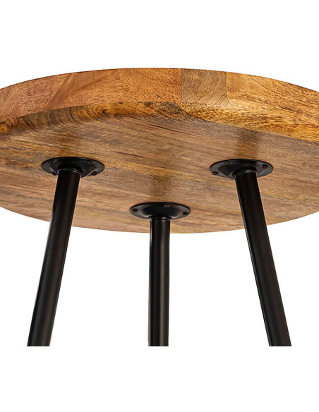 Table d'appoint Ronde 40 cm en Bois de manguier massif Naturel Métal Noir Vancouver - 4