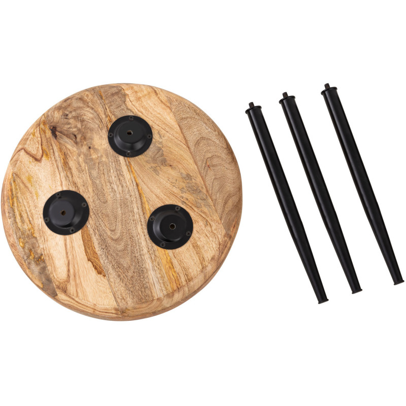 Table d'appoint Ronde 40 cm en Bois de manguier massif Naturel Métal Noir Vancouver - 5