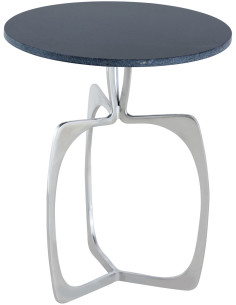 Table d'appoint design Ronde en Marbre Noir Aluminium Argenté Sohoo - 1