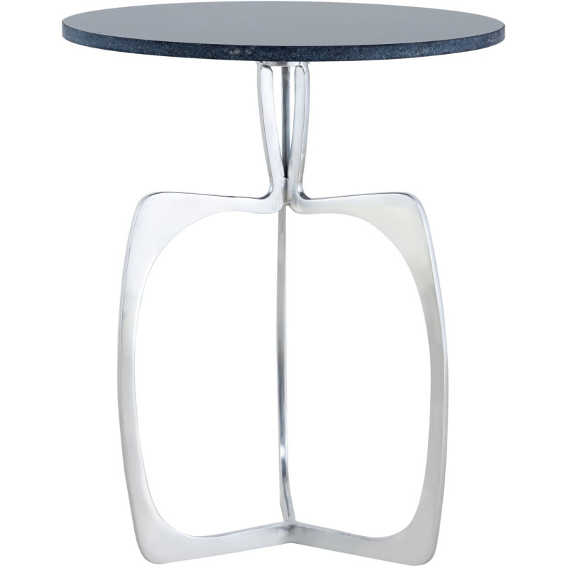 Table d'appoint design Ronde en Marbre Noir Aluminium Argenté Sohoo - 2