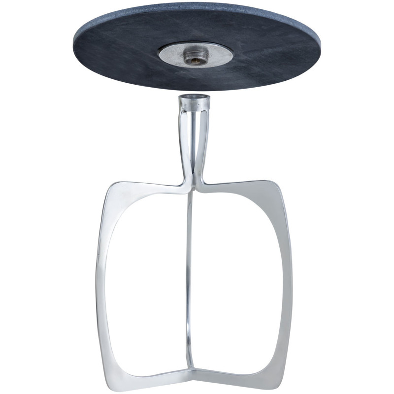 Table d'appoint design Ronde en Marbre Noir Aluminium Argenté Sohoo - 7