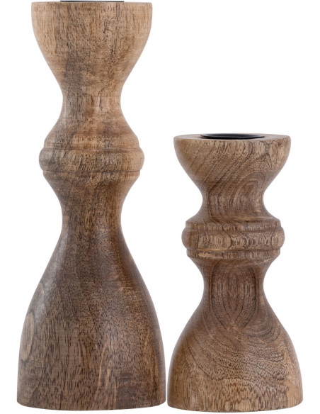 Bougeoir Pilier rond en Bois de manguier massif Naturel Bertok (Lot de 2) - 2