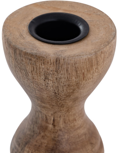 Bougeoir Pilier rond en Bois de manguier massif Naturel Bertok (Lot de 2) - 3