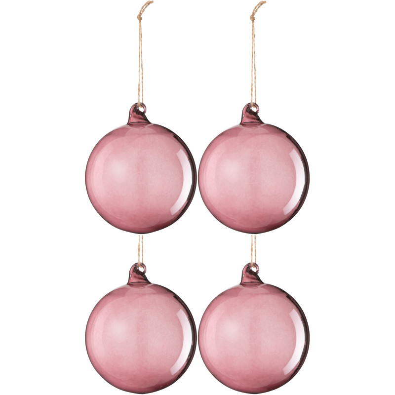 Boule de Noël en Verre Mauve (Lot de 4) - 1