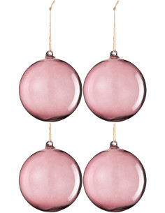 Boule de Noël XL en Verre Mauve (Lot de 4) - 1
