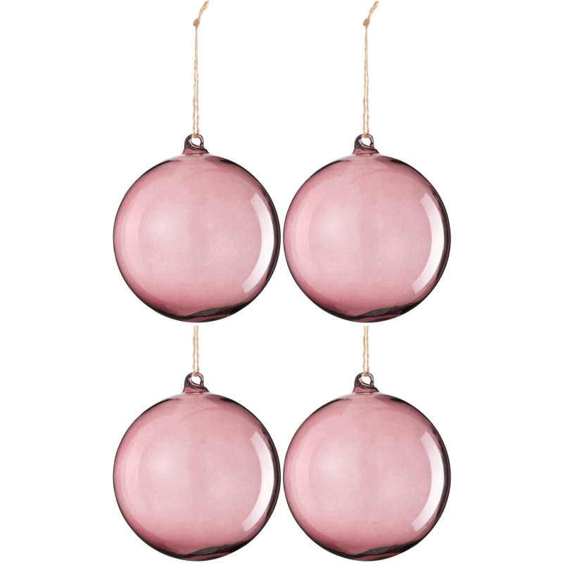 Boule de Noël XL en Verre Mauve (Lot de 4) - 1