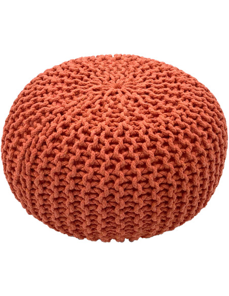 Pouf Tricot Rond 55 cm en Coton recyclé Terracotta Lulu - 1