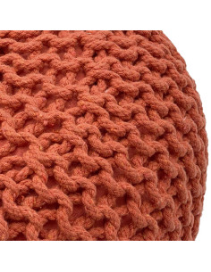 Pouf Tricot Rond 55 cm en Coton recyclé Terracotta Lulu - 2