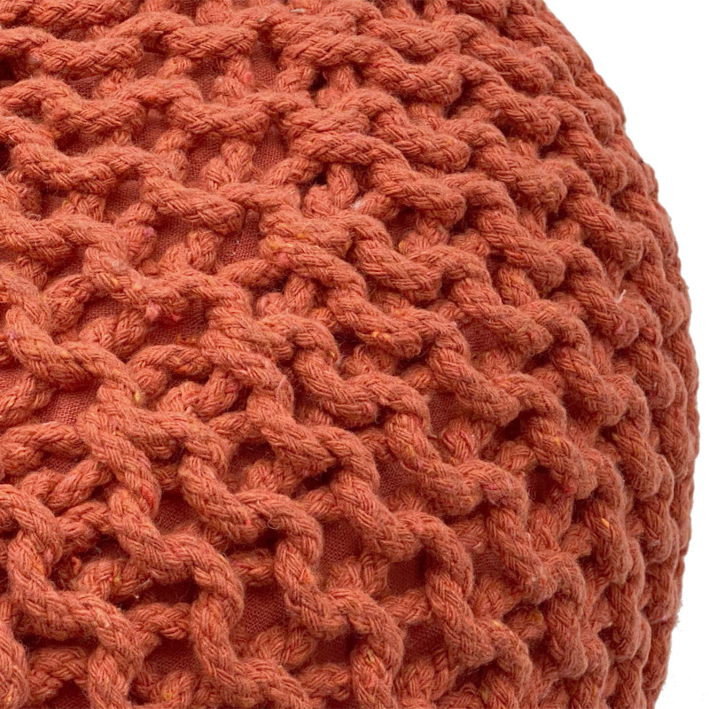 Pouf Tricot Rond 55 cm en Coton recyclé Terracotta Lulu - 2