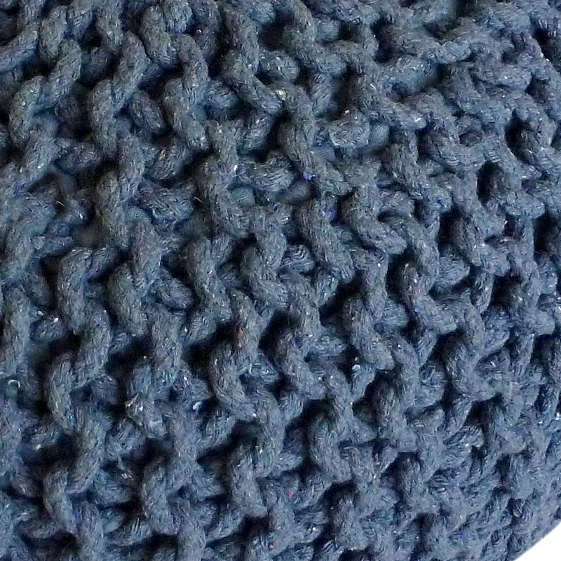 Pouf Tricot Rond 55 cm en Coton recyclé Bleu Lulu - 3