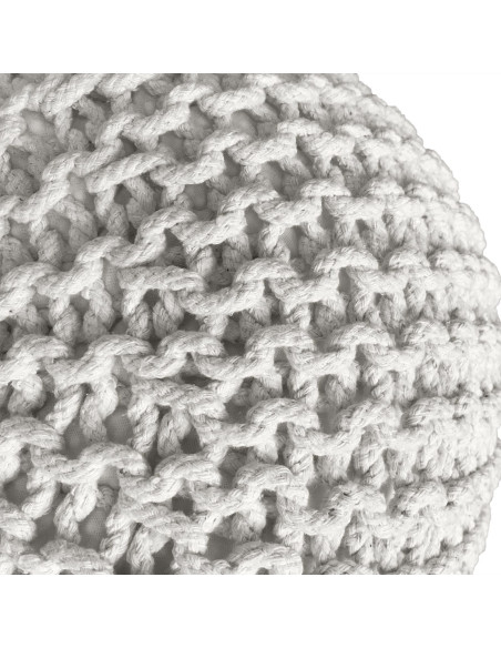 Pouf Tricot Rond 55 cm en Coton recyclé Blanc Lulu - 3