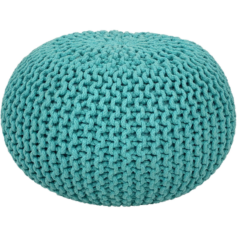 Pouf Tricot Rond 55 cm en Coton recyclé Vert menthe Lulu - 1