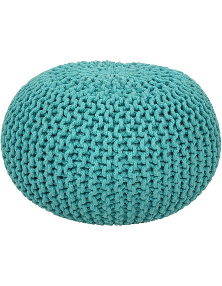 Pouf Tricot Rond 55 cm en Coton recyclé Vert menthe Lulu - 1