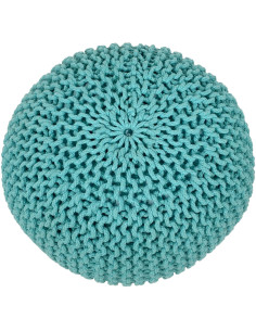 Pouf Tricot Rond 55 cm en Coton recyclé Vert menthe Lulu - 2