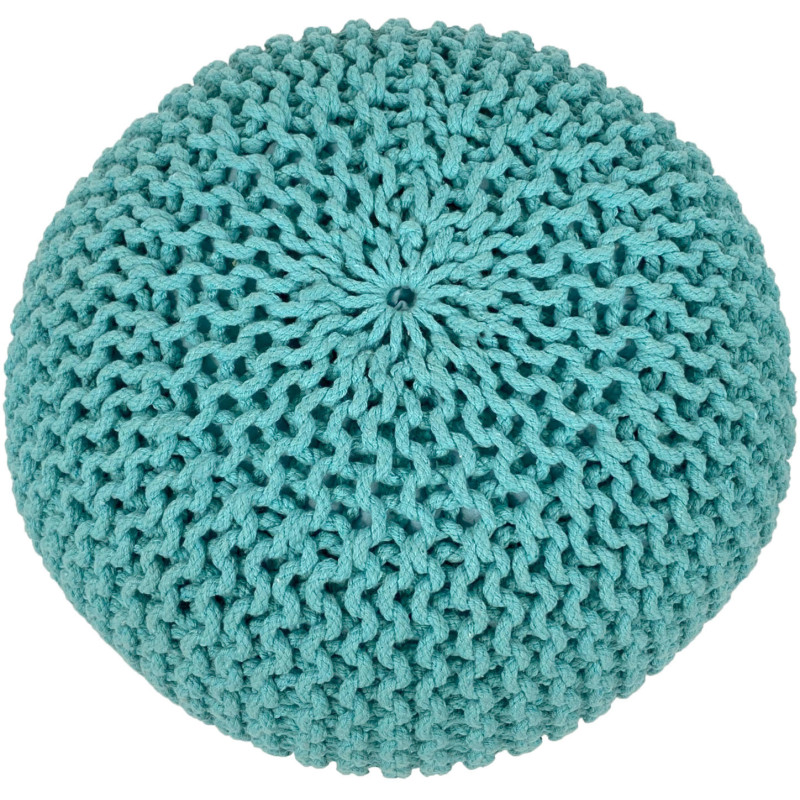 Pouf Tricot Rond 55 cm en Coton recyclé Vert menthe Lulu - 2