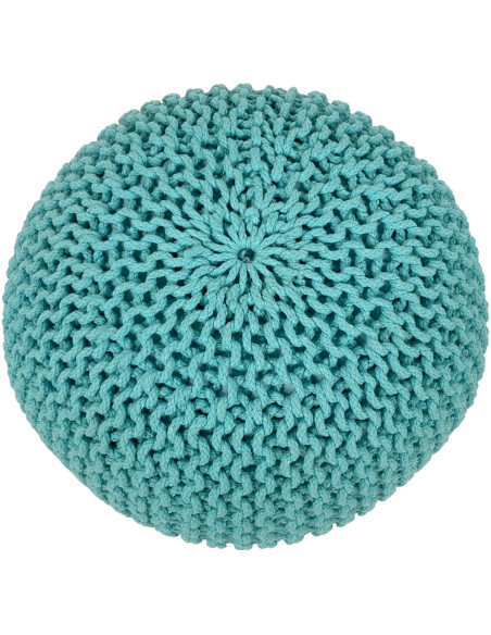 Pouf Tricot Rond 55 cm en Coton recyclé Vert menthe Lulu - 2