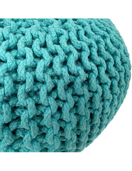 Pouf Tricot Rond 55 cm en Coton recyclé Vert menthe Lulu - 4