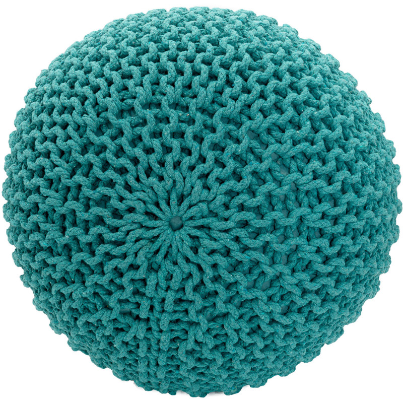 Pouf Tricot Rond 55 cm en Coton recyclé Vert Lulu - 2