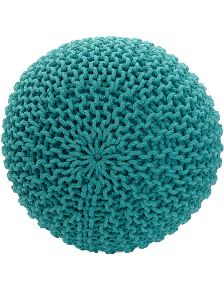Pouf Tricot Rond 55 cm en Coton recyclé Vert Lulu - 2