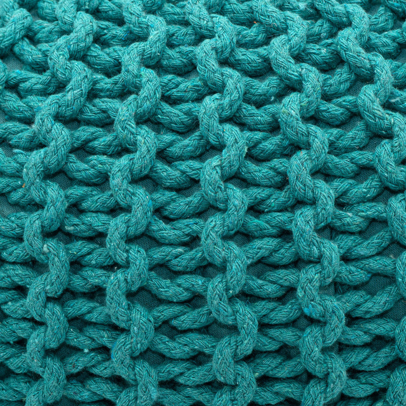 Pouf Tricot Rond 55 cm en Coton recyclé Vert Lulu - 3