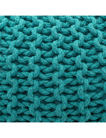 Pouf Tricot Rond 55 cm en Coton recyclé Vert Lulu - 3