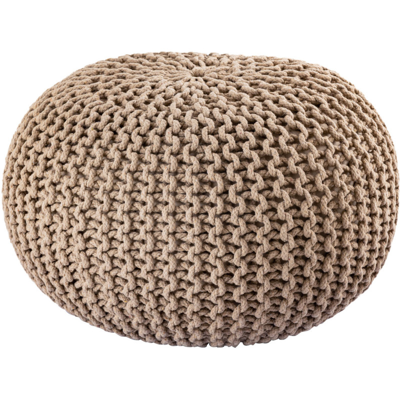 Pouf Tricot Rond 55 cm en Coton recyclé Beige Lulu - 1
