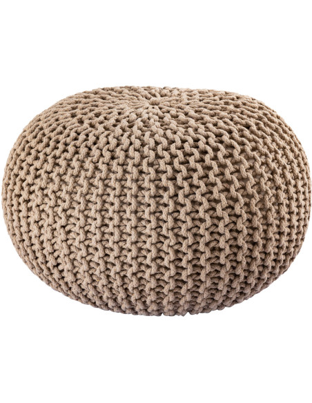 Pouf Tricot Rond 55 cm en Coton recyclé Beige Lulu - 1