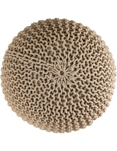 Pouf Tricot Rond 55 cm en Coton recyclé Beige Lulu - 2